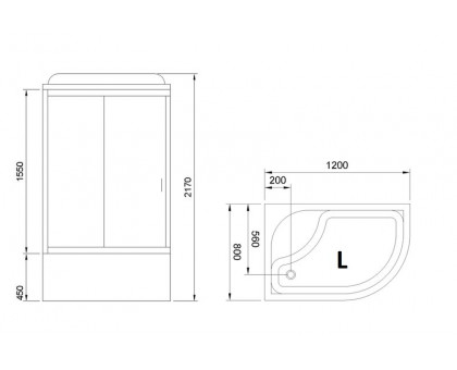 Душевая кабина Royal Bath RB 8120BK2-M 120х80 см, с матовыми стеклами, левосторонняя