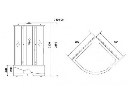 Душевая кабина Niagara NG-7308-14 90х90 см, с матовыми стеклами