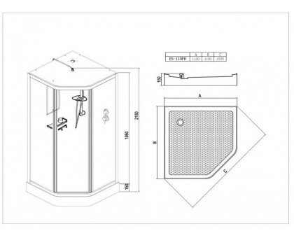 Душевая кабина Esbano ES-110PR 110х110 см с крышей