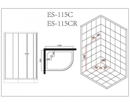 Душевая кабина Esbano ES-115CR L