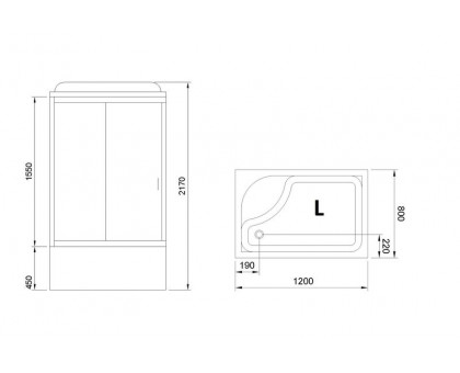 Душевая кабина Royal Bath RB 8120BP5-WC 120х80 см, с матовыми стеклами , левосторонняя