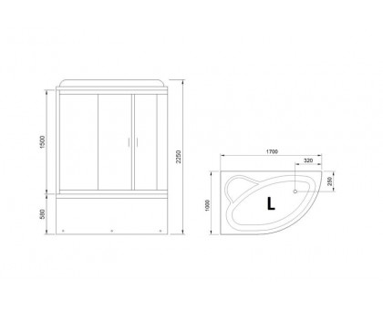 Душевая кабина Royal Bath RB 170ALP-T-CH 170х100 см, с прозрачными стеклами, левосторонняя