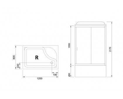 Душевая кабина Royal Bath RB 8120BP5-WC 120х80 см, с матовыми стеклами , правосторонняя