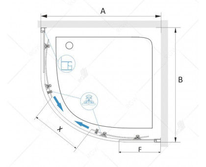 Душевой уголок RGW CL-54B 100x100, прозрачное стекло