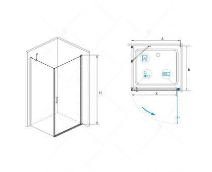 Душевой уголок RGW LE-34 (LE-03 + Z-14) 90x80, прозрачное стекло