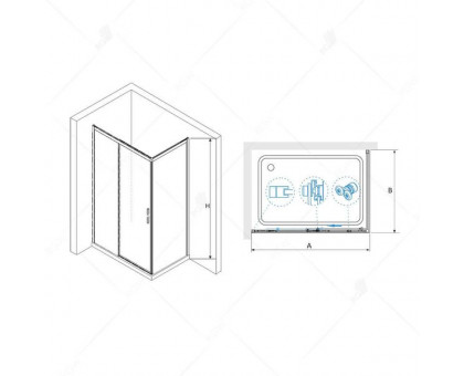 Душевой уголок RGW LE-41B (LE-12B + Z-050-2B) 190x100, прозрачное стекло