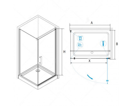 Душевой уголок RGW PA-33 80x80, прозрачное стекло