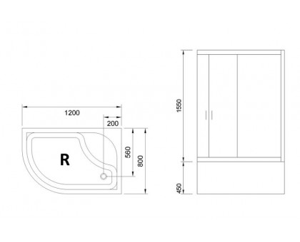 Душевой уголок Royal Bath RB 8120BK-T-CH 120х80 см, с прозрачными стеклами, правосторонний