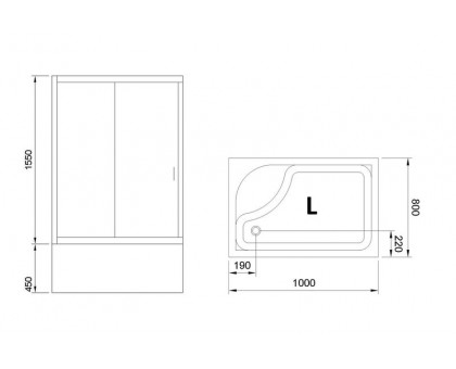 Душевой уголок Royal Bath RB 8100BP-C-CH 100х80 см, с матовыми стеклами, левосторонний