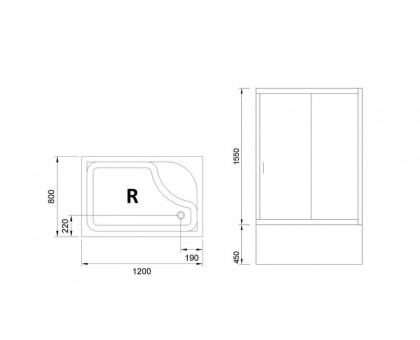 Душевой уголок Royal Bath RB 8120BP-T 120х80 см, с прозрачными стеклами, правосторонний